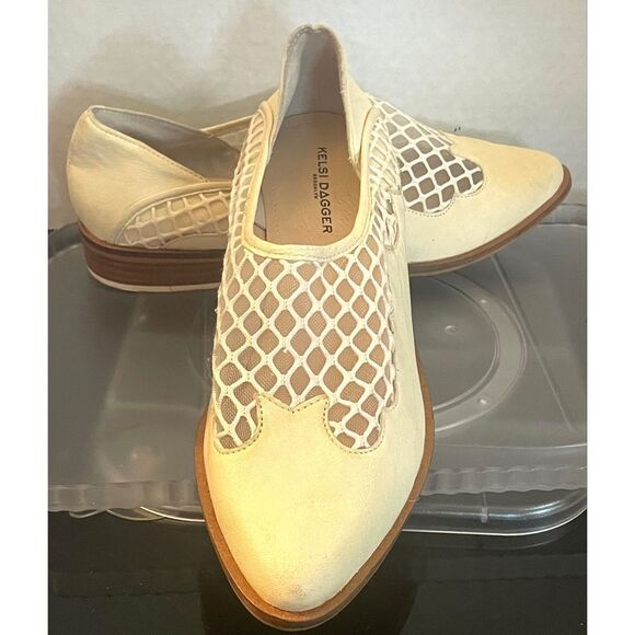 Kelsi Dagger Brooklyn Women's Cream Leather Mesh Loafers Size 9 Medium. - Picture 5 of 11